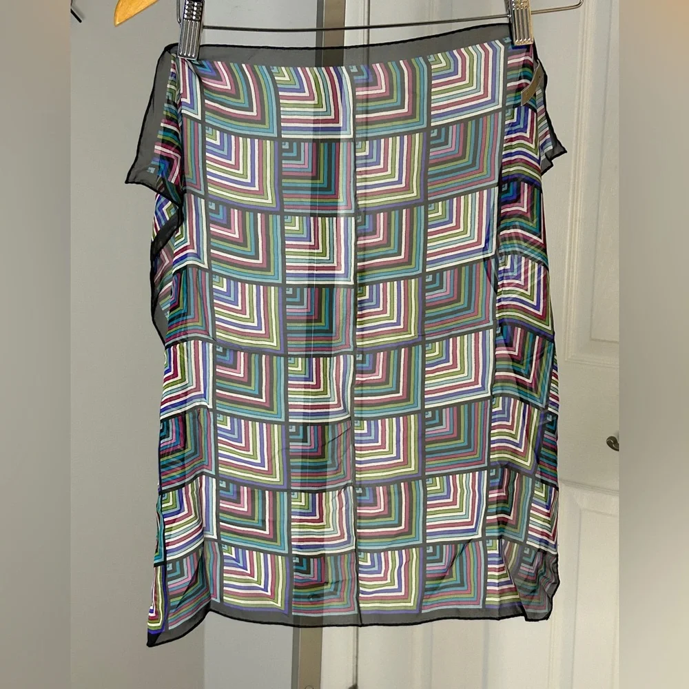 Vintage Elaine Gold Square Silk Scarf Black Purple Geometric | Collection XIIX